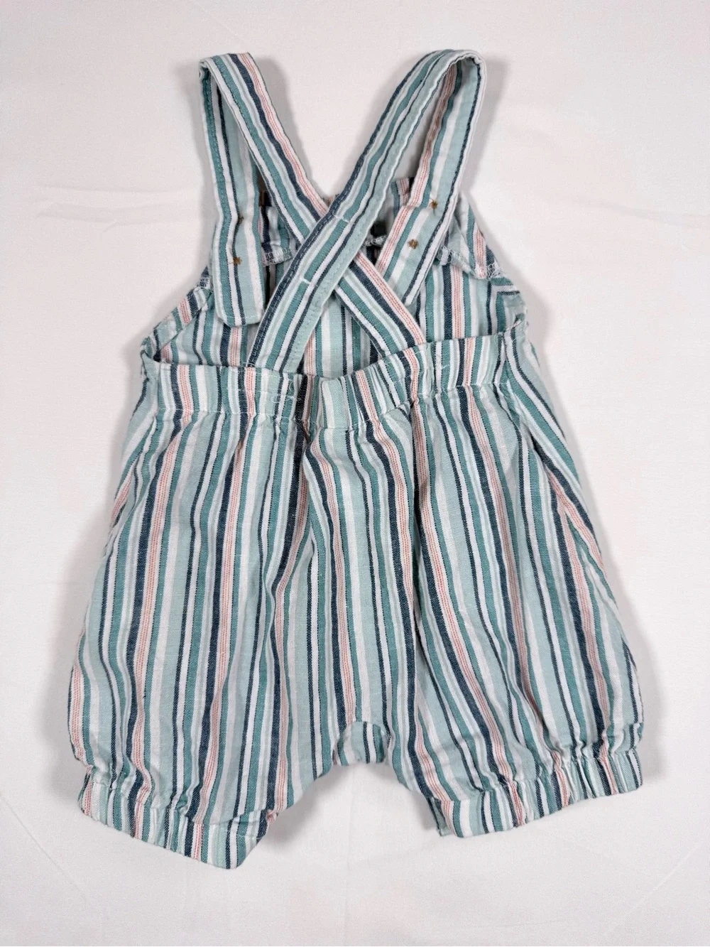 CARTER’S Boys Linen Blend Striped Bubble Romper 0-3M Beach Coastal Summer Preppy